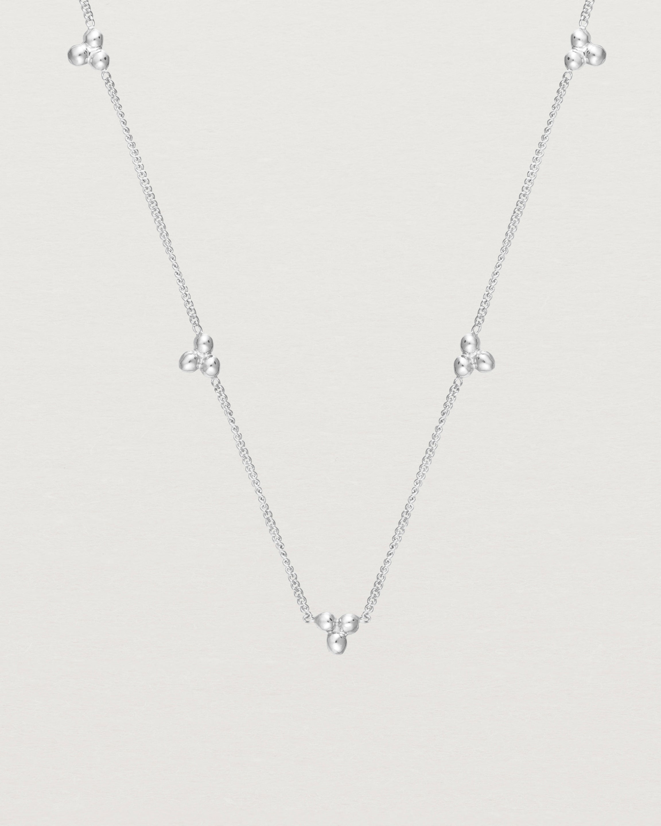 Close up of the Tellue Necklace in sterling silver.