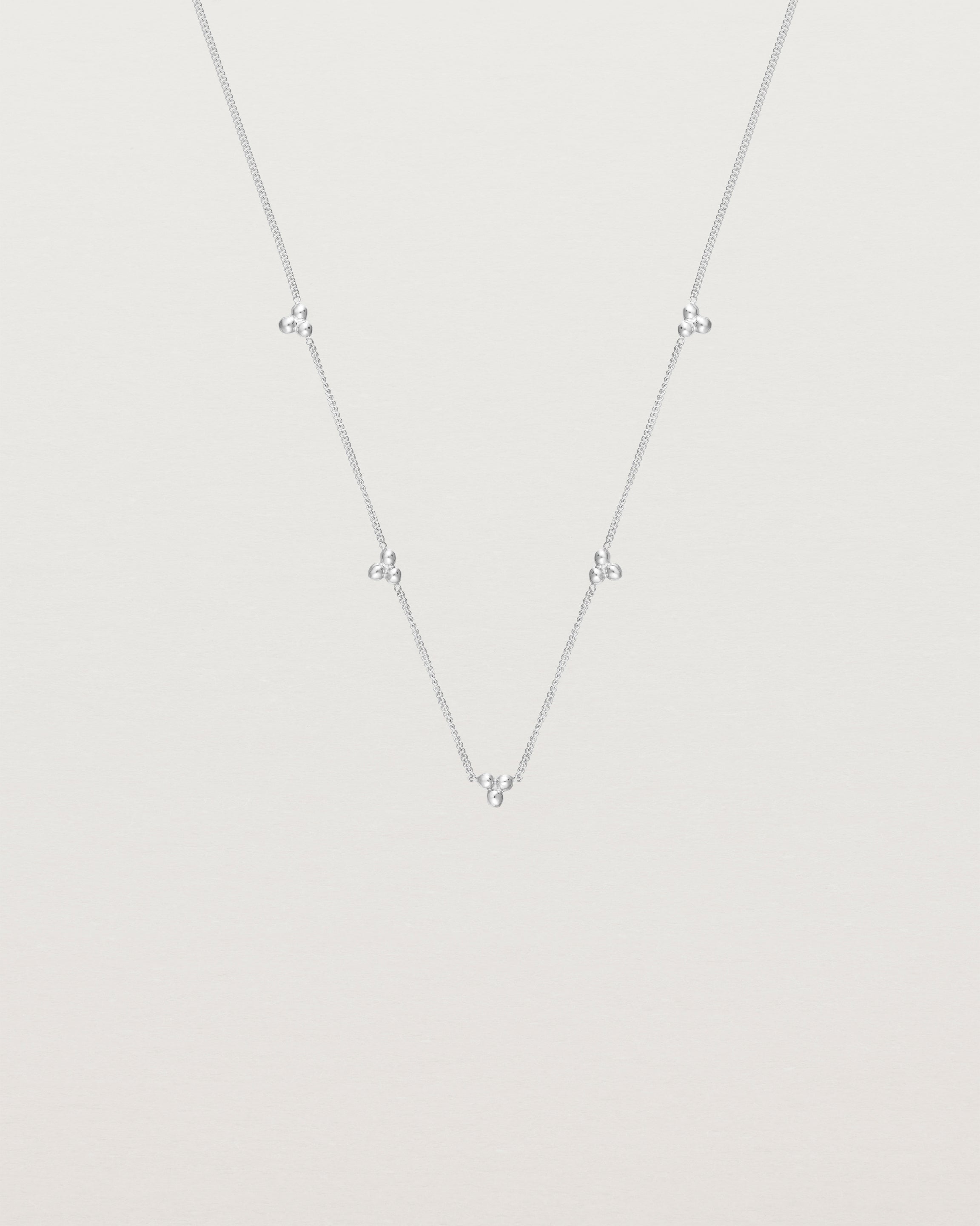 Front view of the Tellue Necklace in sterling silver.