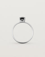 Fine sterling silver band featuring an oval black spinel stone