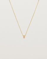 Front view of the Tiny Marquise Necklace with Rutilated Quartz in yellow gold.