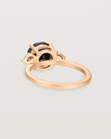 Back view of the Una Round Trio Ring | Black Spinel & Diamonds | Rose Gold.