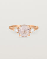 Front view of the Una Round Trio Ring | Morganite & Diamonds | Rose Gold. 