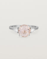 Front view of the Una Round Trio Ring | Morganite & Diamonds | White Gold. 