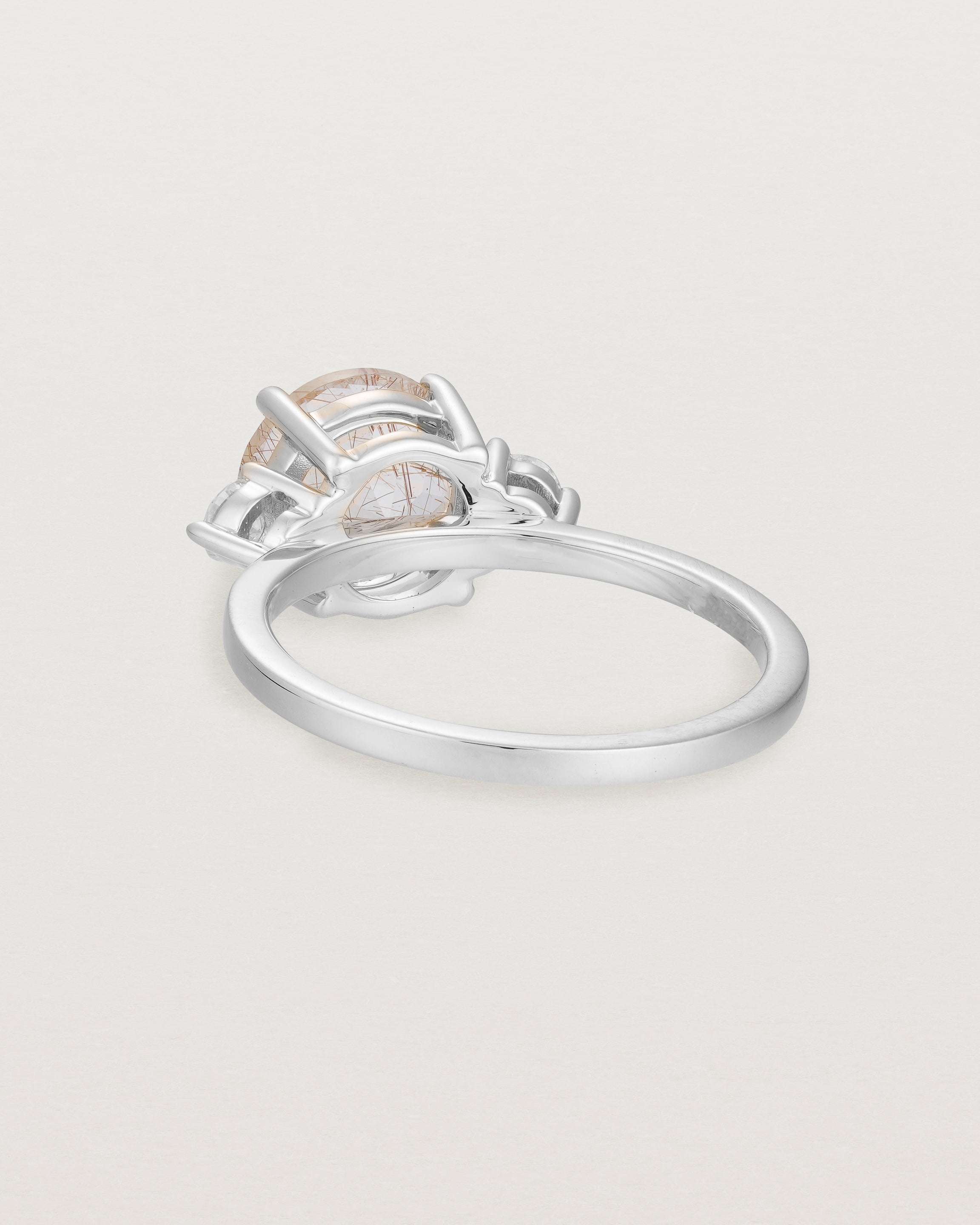 Back view of the Una Round Trio Ring | Rutilated Quartz & Diamonds | White Gold.