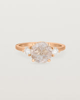 Front view of the Una Round Trio Ring | Rutilated Quartz & Diamonds | Rose Gold.