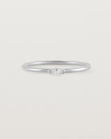 Fine white gold stacking ring featuring a white marquise centre diamond