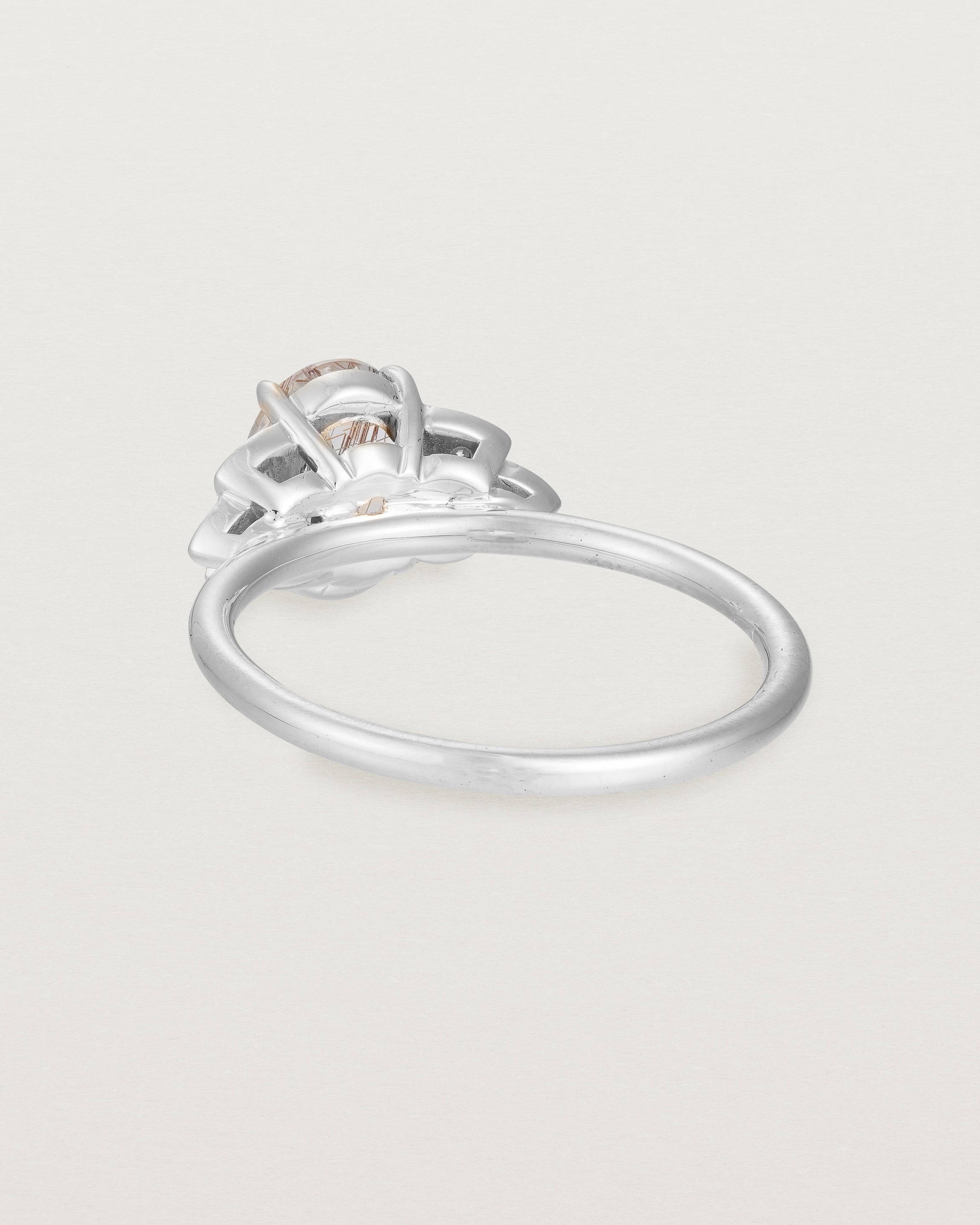 Back view of the Winnie Ring | Rutilated Quartz & Diamonds | White Gold.