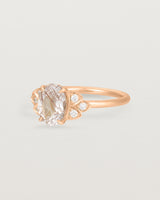 Angled view of the Winnie Ring | Rutilated Quartz & Diamonds | Rose Gold.