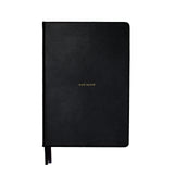 High quality black leather Notebook by Wellnoted on a white background